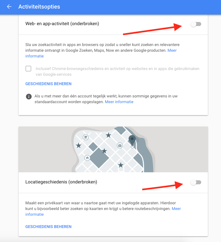 Verwijder je hele zoek en webgeschiedenis bij Google met 1 klik