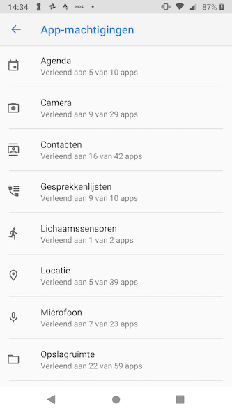App machtigingen Android 9